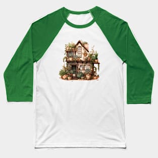 Earthy Oasis - Boho Chic House Plant Watercolor Design Baseball T-Shirt